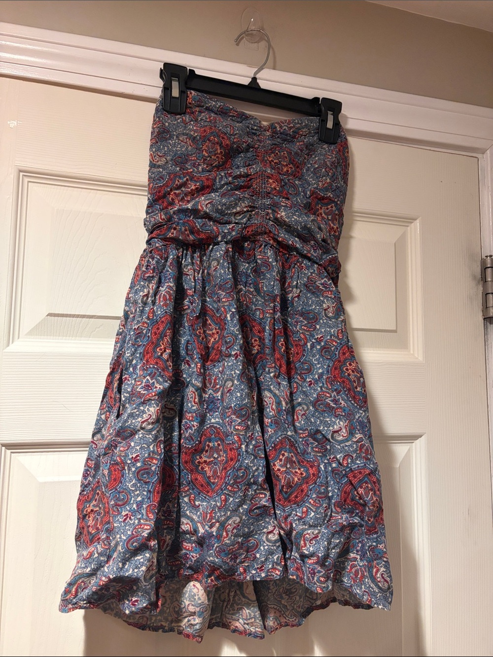 Band of Gypsies Strapless Paisley Dress - Blue & Red
